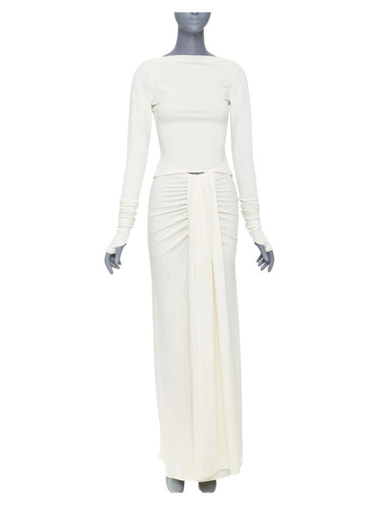 Helsa Dresses & Skirts - NWT Helsa Matte Jersey Long Goddess Skirt in the Shade Ivory Size Medium
